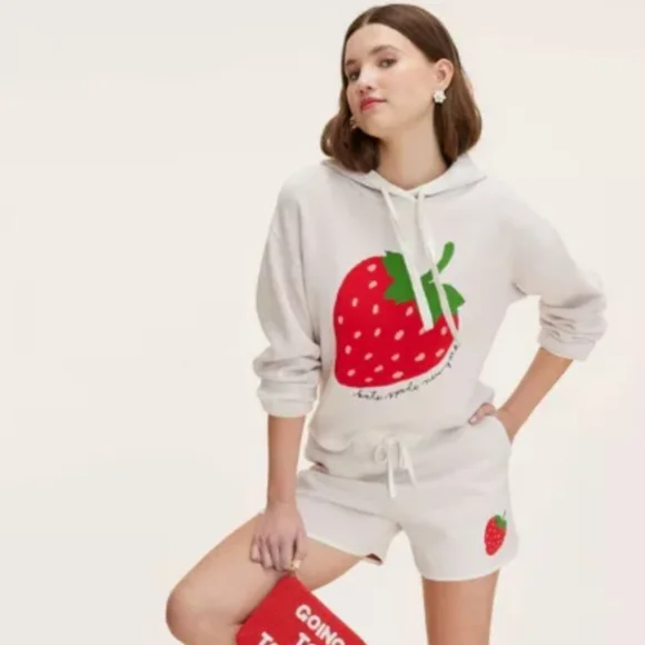 NWT Kate Spade Strawberry Hooded Sweatshirt Women's Hoodie Target Collab - Picture 6 of 7